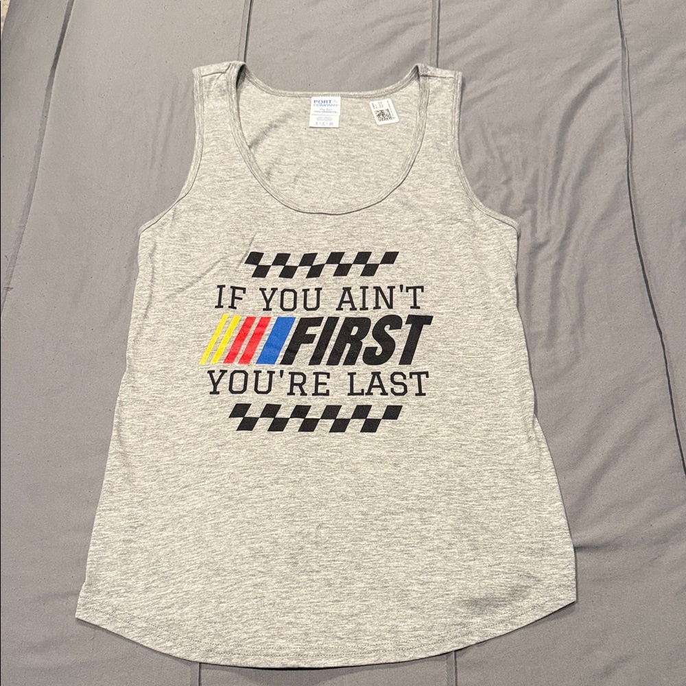 Port and Company Heather Gray Graphic Tank Top